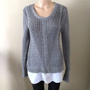 CK Calvin Klein knit layer grey sweater, women's xs